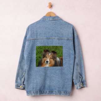 Denim Jas met Sheltie afbeelding Denim Jacket