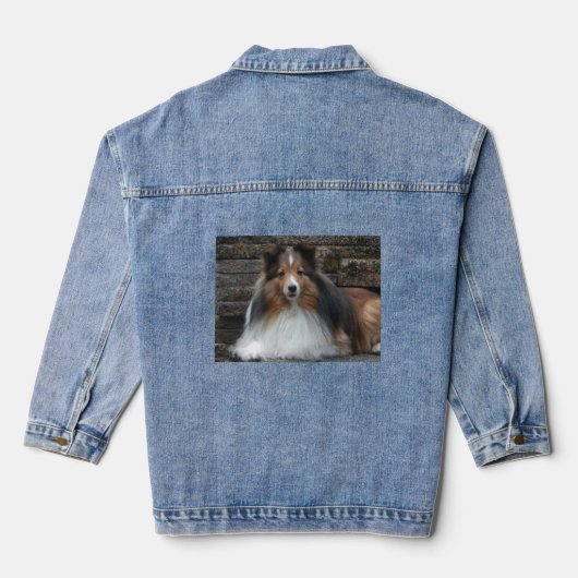 Denim Jas met Sheltie afbeelding Denim Jacket (Achterkant)