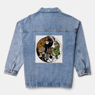 DENIM JAS TIJGER DRAAK CIRKEL DENIM JACKET