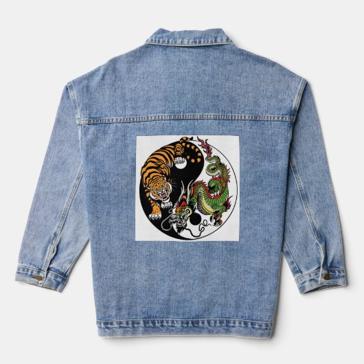 DENIM JAS TIJGER DRAAK CIRKEL JACKET (Achterkant)