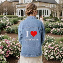 Denim jas voor dames - Custom I heart (jouw tekst) Jacket
