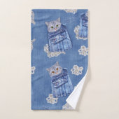Denim Jean-contactdozen, Kittens en Lace Repeat Pa Bad Handdoek (Handdoek)