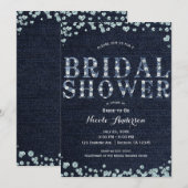 Denim Jean & Diamonds Bling Chic Bruiloft Feest Kaart (Voorkant / Achterkant)
