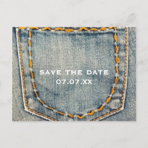 Denim Jean Gestikte Zak Custom Postkaart Aankondigingskaart