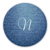 Denim Jean Look gepersonaliseerde aangepaste dress Keramische Knop (Voorkant)