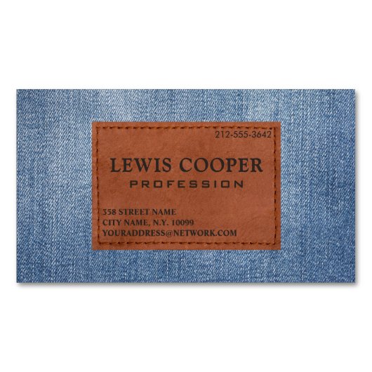 Denim Jean Moderne Minimalism Magnetisch Visitekaartje (Voorkant)