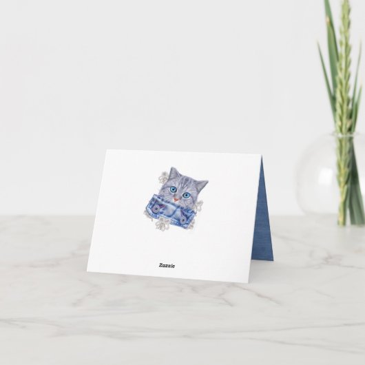 Denim Jean pockets, Kittens en Lace Bedankkaart (Achterkant)