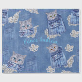 Denim Jean pockets, Kittens en Lace Cadeaupapier (Vlak)