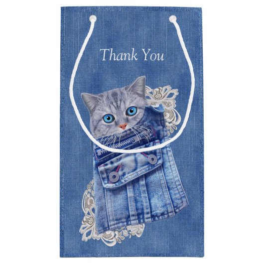 Denim Jean pockets, Kittens en Lace Klein Cadeauzakje (Achterkant)