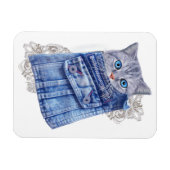 Denim Jean pockets, Kittens en Lace Magneet (Horizontaal)