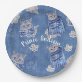 Denim Jean pockets, Kittens en Lace Papieren Bordje (Voorkant)