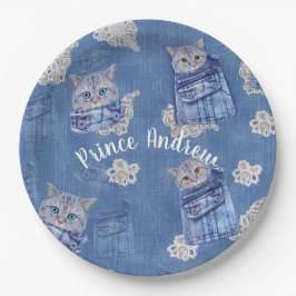 Denim Jean pockets, Kittens en Lace Papieren Bordje
