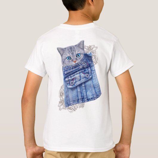 Denim Jean pockets, Kittens en Lace T-shirt (Achterkant)