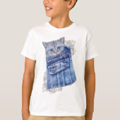 Denim Jean pockets, Kittens en Lace T-shirt (Voorkant)
