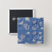 Denim Jean pockets, Kittens en Lace Vierkante Button 5,1 Cm (Voorkant /achterkant)