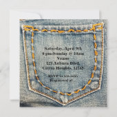 Denim Jean Stitched Pocket Birthday Party Kaart (Achterkant)