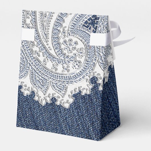 Denim Jean & White Lace Elegant Bridal Wedding Bedankdoosjes (Achterkant)