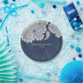 Denim Jean & White Lace Elegant Bridal Wedding Papieren Bordje (Feest)