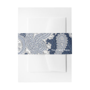 Denim Jean & White Lace Elegant Bridal Wedding Uitnodigingen Wikkel