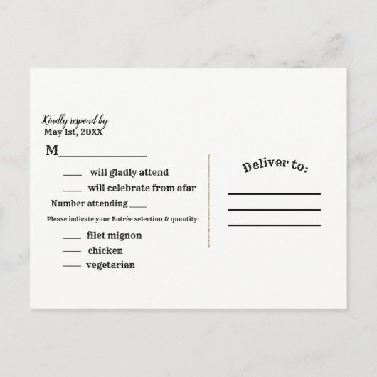 Denim Jean & White Lace Elegante Trouw-RSVP Uitnodiging Briefkaart (Achterkant)