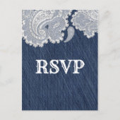 Denim Jean & White Lace Elegante Trouw-RSVP Uitnodiging Briefkaart (Voorkant)