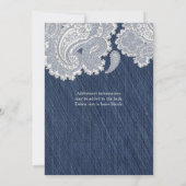Denim Jean & White Lace Wedding Invitations Kaart (Achterkant)