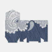 Denim Jean & Witte Kant Elegante Bruidsbruiloft Bedankdoosjes (Uitgevouwen)