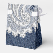 Denim Jean & Witte Kant Elegante Bruidsbruiloft Bedankdoosjes (Achterkant)