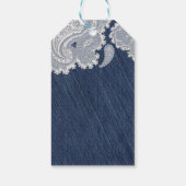 Denim Jean & Witte Kant Elegante Bruidsbruiloft Cadeaulabel (Achterkant)
