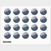 Denim Jean & Witte Kant Elegante Bruiloft Ronde Sticker (Vel)