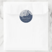 Denim Jean & Witte Kant Elegante Bruiloft Ronde Sticker (Tas)