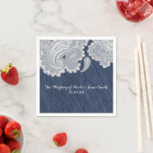 Denim Jean & Witte Kant Elegante Bruiloft Servetten (Insitu)