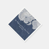 Denim Jean & Witte Kant Elegante Bruiloft Servetten (Hoek)