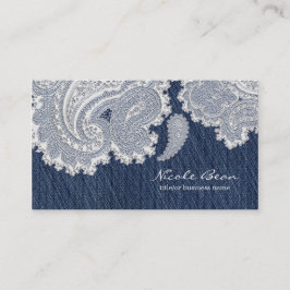 Denim Jean & Witte Kant Elegante Trouw Visitekaartje