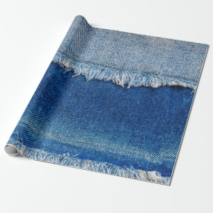Denim jeans achtergrond. Gedrukte denim stof met b Cadeaupapier