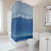 Denim jeans achtergrond. Gedrukte denim stof met b Douchegordijn (In situ)