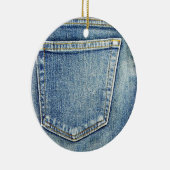 Denim Jeans Pocket Blue Fabric-stijl mode rijk Keramisch Ornament (Rechts)