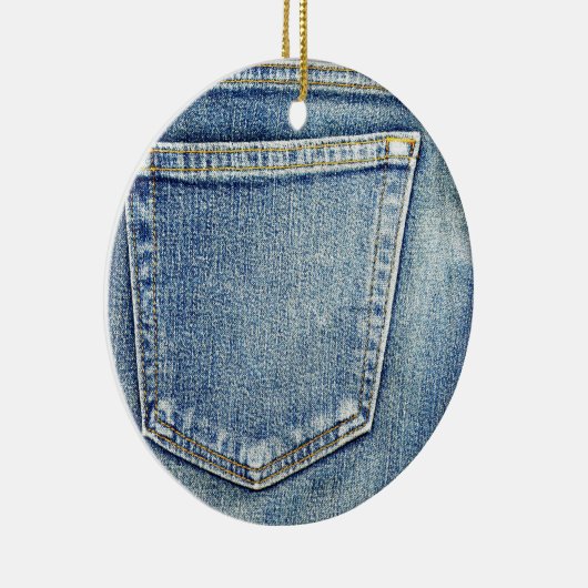 Denim Jeans Pocket Blue Fabric-stijl mode rijk Keramisch Ornament (Rechts)