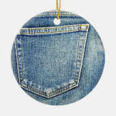 Denim Jeans Pocket Blue Fabric-stijl mode rijk Keramisch Ornament (Voorkant)