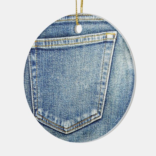 Denim Jeans Pocket Blue Fabric-stijl mode rijk Keramisch Ornament (Links)