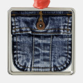 Denim Jeans Pocket Metalen Ornament (Voorkant)