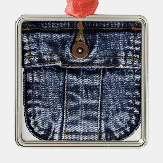 Denim Jeans Pocket Metalen Ornament (Voorkant)