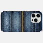 Denim Jeans Style Stitches en Zipper Case-Mate iPhone Case (Achterkant (horizontaal))
