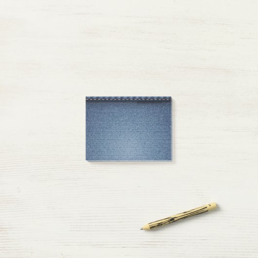 Denim jeans textuur post-it® notes (Op bureau)