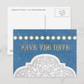 Denim Kant Sla de datum BRIEFKAARTEN (Voorkant / Achterkant)