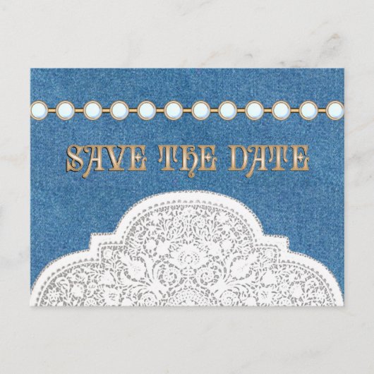 Denim Kant Sla de datum BRIEFKAARTEN (Voorkant)