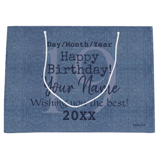 Denim Kijk Gift Bag HAMbyWG Groot Cadeauzakje (Voorkant)