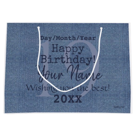 Denim Kijk Gift Bag HAMbyWG Groot Cadeauzakje (Voorkant)