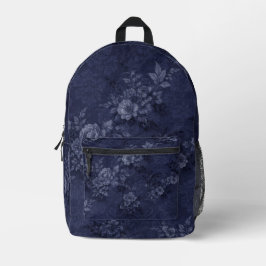 Denim Kleur Navy Blauwe Bloem Rugzak