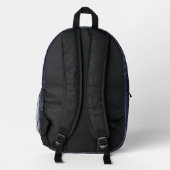 Denim Kleur Navy Blauwe Bloem Rugzak (Achterkant)